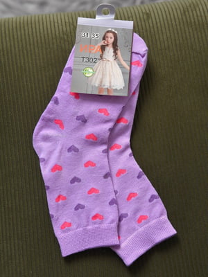 Шкарпетки фіолетового кольору з малюнком | 6685837