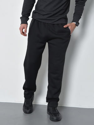 Спортивні штани на флісі чорного кольору | 6686814