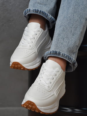 Кросівки білого кольору на шнурівці | 6687202