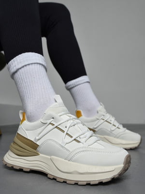 Кросівки білого кольору на шнурівці | 6687236