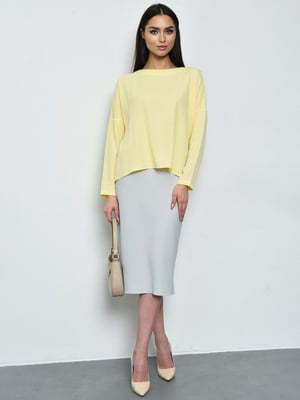 Комплект: сукня з блузою жовто-сірого кольору | 6687483