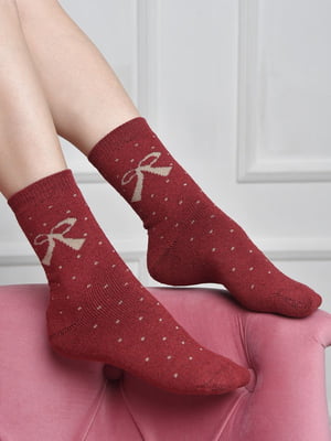 Шкарпетки махрові бордового кольору | 6687488