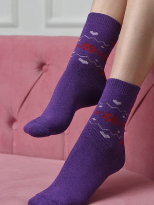 Шкарпетки махрові фіолетового кольору | 6687494