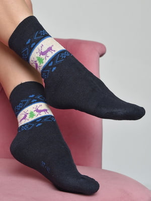 Шкарпетки махрові темно-синього кольору | 6687496