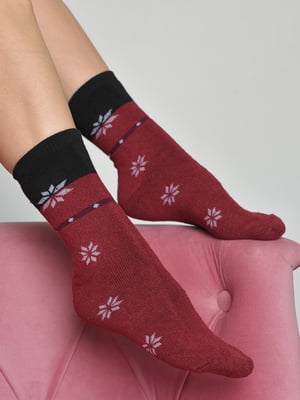 Шкарпетки махрові бордового кольору | 6687505
