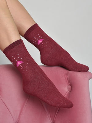 Шкарпетки махрові бордового кольору | 6687509