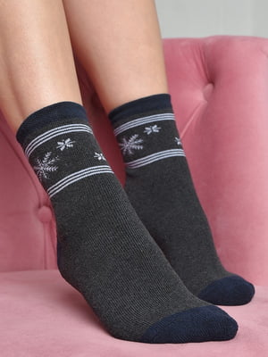 Шкарпетки махрові темно-сірого кольору | 6687522