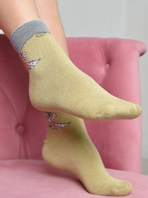 Шкарпетки махрові медичні без гумки бежевого кольору | 6687523
