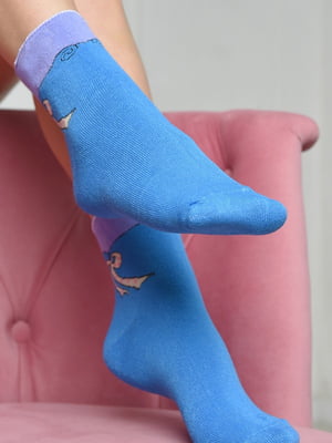 Шкарпетки махрові медичні без гумки блакитного кольору | 6687528