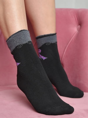 Шкарпетки махрові медичні без гумки чорного кольору | 6687529