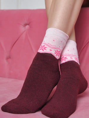 Шкарпетки махра бордового кольору | 6687541
