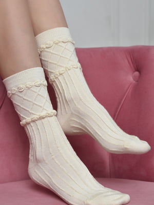 Шкарпетки кашемір молочного кольору | 6687560