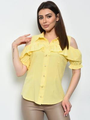 Блуза однотонна жовтого кольору | 6687876