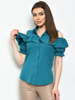 Блуза однотонна смарагдового кольору | 6687880