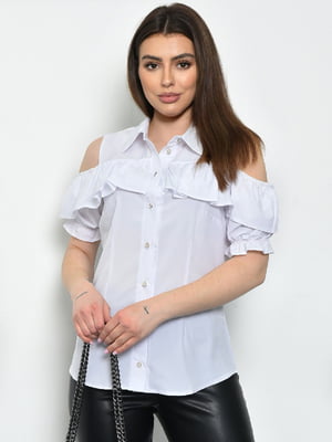 Блуза однотонна білого кольору | 6687881