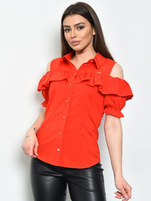 Блуза однотонна червоного кольору | 6687882