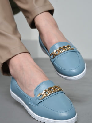Туфли-лоферы голубого цвета | 6687906