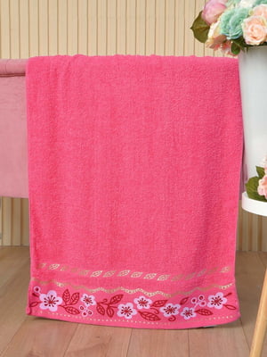 Полотенце банное махровое розовое | 6688474