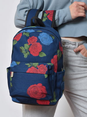 Рюкзак темно-синього кольору в квітковий принт | 6688479