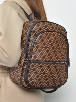 Рюкзак коричневого кольору з принтом | 6688489
