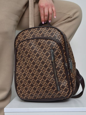 Рюкзак коричневого кольору в ромби | 6688498
