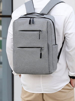 Набір сірого кольору: рюкзак, сумка через плече, гаманець | 6688620