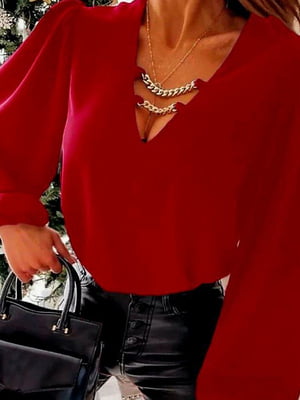 Блуза бордового кольору з декором | 6694366