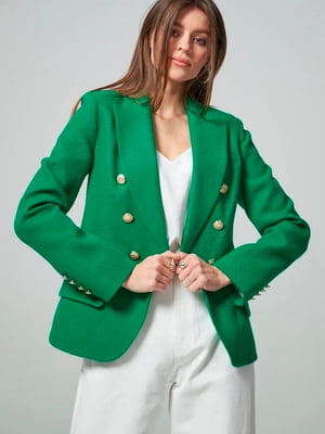 Пиджак вечерний из твида зеленого цвета | 6694386