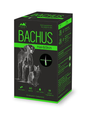 Вітаміни для котів та собак Bachus Hair&Skin для зміцнення структури та функції вовни та шкіри зсередини Ціна за 1 табл. | 6694605