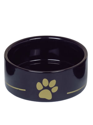 Миска для кішок керамічна чорна, золота лапа "Golden Paw" 12,5*5 см | 6694866
