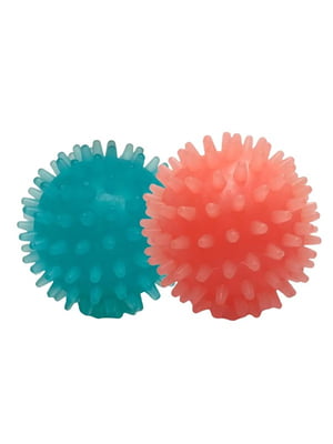 Набір іграшок для собак: м'ячі із шипами синій+оранжевий із запахом ванілі 4 см | 6694908