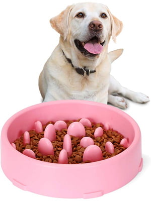 Миска для медленного кормления собак розовая 20х19х5 см | 6694933