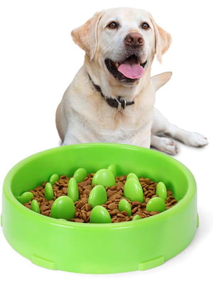 Миска для повільного годування собак салатова 20х19х5 см | 6694935