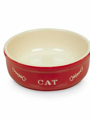 Миска CAT для кішок червоно-бежева керамічна 13,5 см 240 мл | 6695211