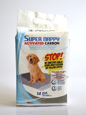 Пелюшки для собак Super Nappy з активованим вугіллям 84 х 57 см 14 шт. | 6695281