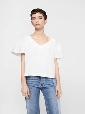 Белая блуза с короткими свободными рукавами | 6697154
