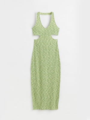 Облягаюча зелена сукня з коміром-халтером | 6697206