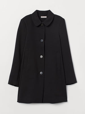 Трепециевидное черное пальто на подкладке | 6697240
