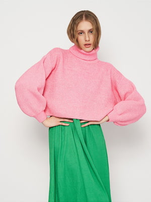 Розовый свитер с обьемными рукавами | 6697251