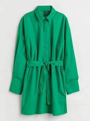 Платье-рубашка зеленое со съемным поясом | 6697282