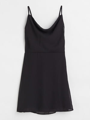Коротка шифонова сукня чорного кольору з відкритою спинкою | 6697285