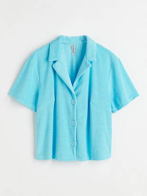 Укорочена махрова сорочка блакитного кольору | 6697331