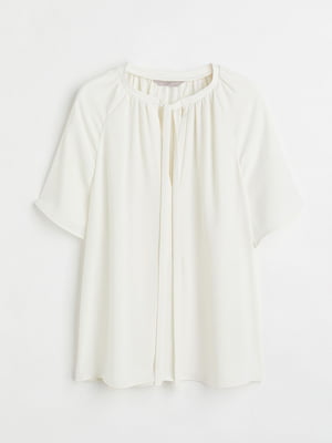 Блуза белая с узкими завязками и мягкой драпировкой | 6697333