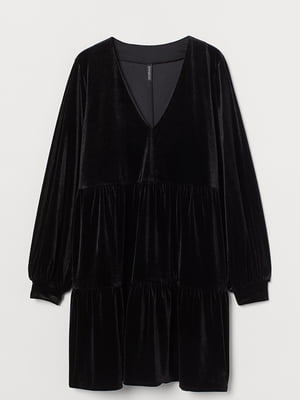 Велюрова сукня А-силуету чорного кольору | 6697359