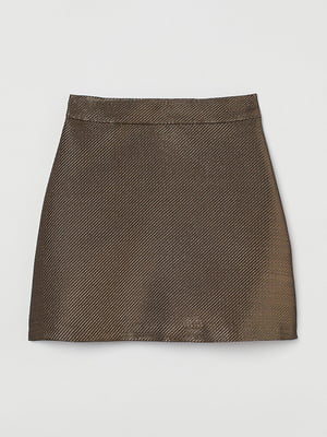 Короткая золотистая юбка А-силуэта из фактурной ткани | 6697375