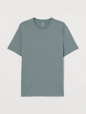 Сіро-зелена футболка прямого крою з круглим вирізом | 6697390
