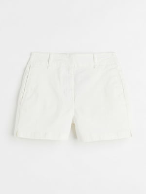 Белые короткие шорты из хлопкового твила | 6697421