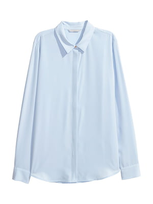 Голубая блуза с потайной застежкой из струящейся ткани | 6697704