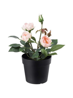 Штучна рослина в горщику кімнатна/вулична/Рожева троянда 9 см | 6688831