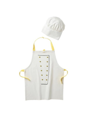 Кухарський фартух і шапочка білий/жовтий | 6689209